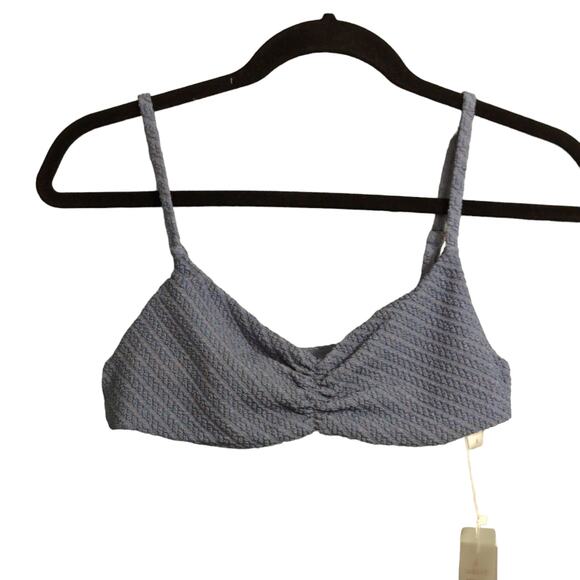 Andie Symi Top Bikini Macrame Slate Blue Adjustable V-neck Ruched S New - Picture 1 of 10